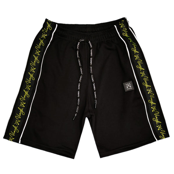 Vinyl art clothing - 04520-01-W - black signatute tape shorts