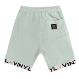 Vinyl art clothing mint green shorts with logo tape