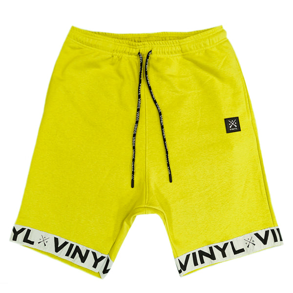 Vinyl art clothing - 06412_20-W - green shorts with logo tape