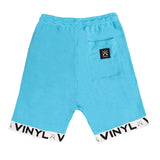 Vinyl art clothing - 06412_24-W - teal shorts with logo tape