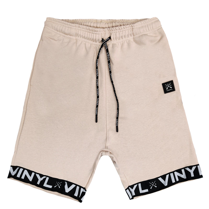 Vinyl art clothing - 06412-77-W - shorts with logo tape - beige