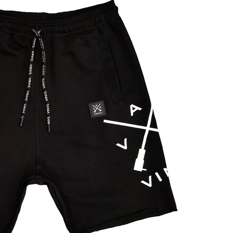 Vinyl art clothing - 06952-01 - black cross logo shorts