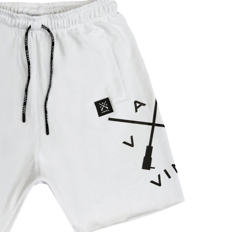 Vinyl art clothing - 06952-02-W - white cross logo shorts