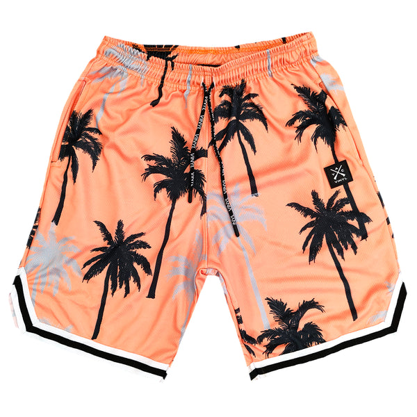 Vinyl art clothing orange tropical print short