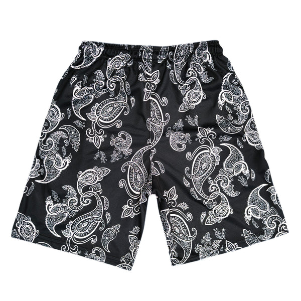 Vinyl art clothing - 08842-01 - black paisley print shorts