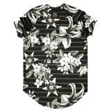 Vinyl art clothing - 12500-01-W - black t-shirt with all-over floral print
