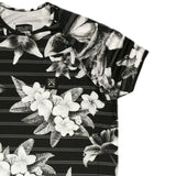 Vinyl art clothing - 12500-01-W - black t-shirt with all-over floral print