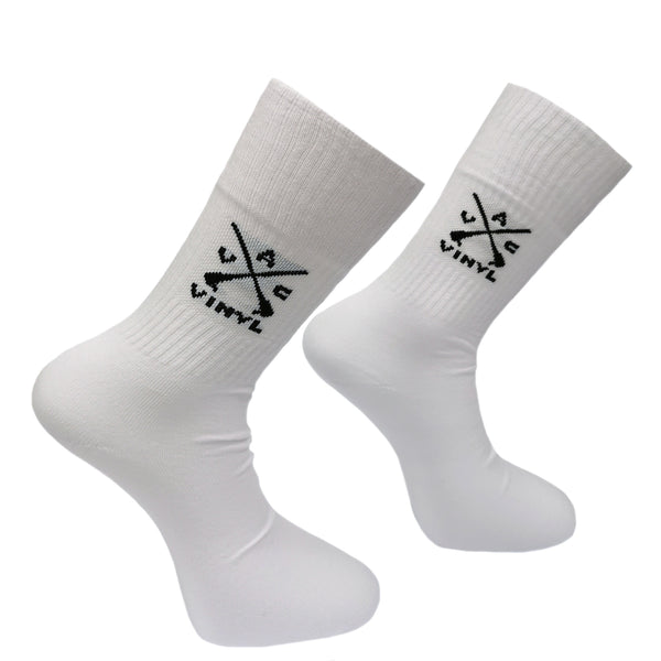 Vinyl art clothing - 1452-02 - two pair white vinyl logo socks