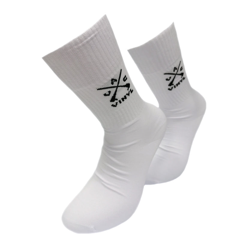 Vinyl art clothing - 1452-02 - two pair white vinyl logo socks