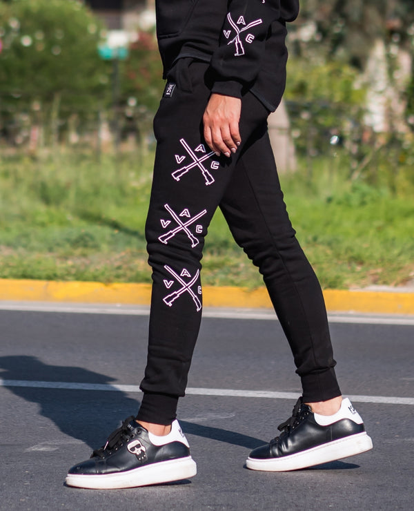 Vinyl pants with logo - black