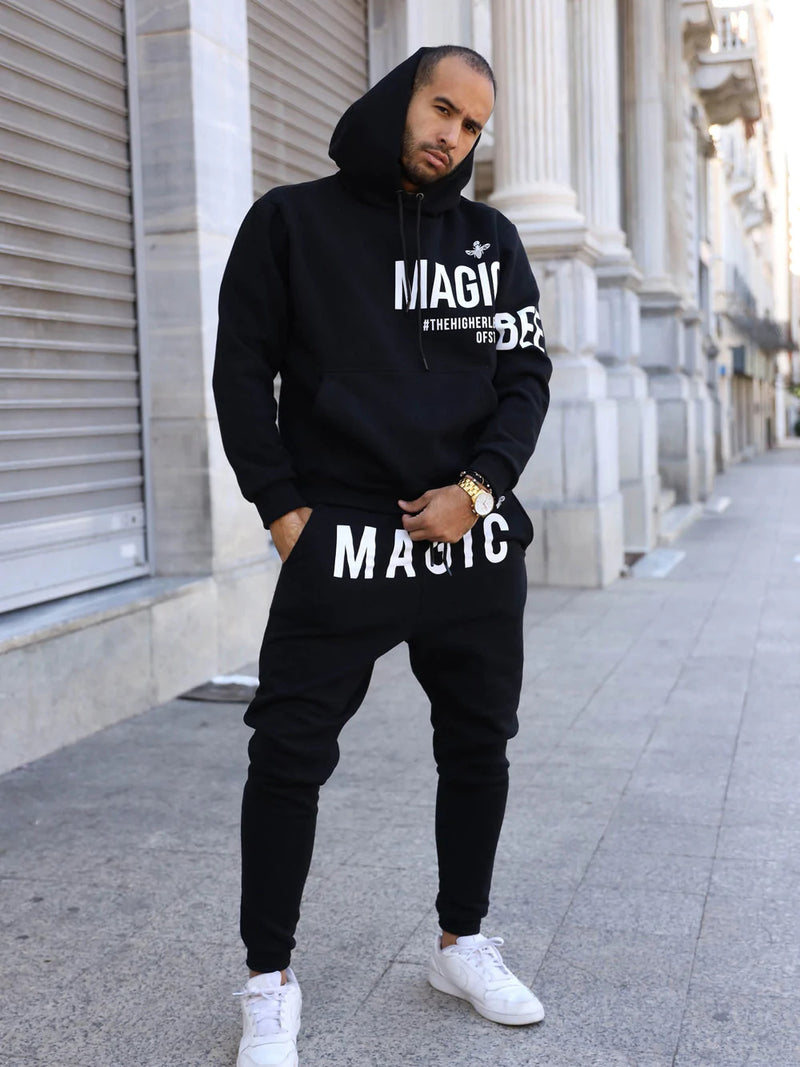 Magicbee - MB22507 - sleeves logo hoodie - black