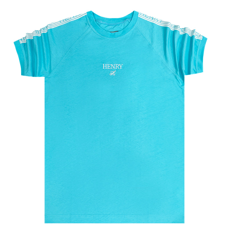 Henry clothing - 3-205 - teal logo taped tee