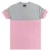 Henry clothing two tone pink grey t-shirt