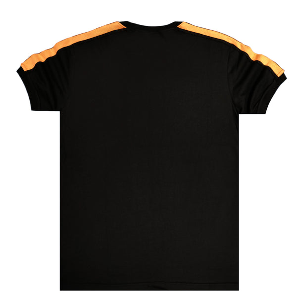 Henry clothing black orange striped sleeves t-shirt