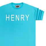 Henry clothing - 3-218 - teal oversize logo tee