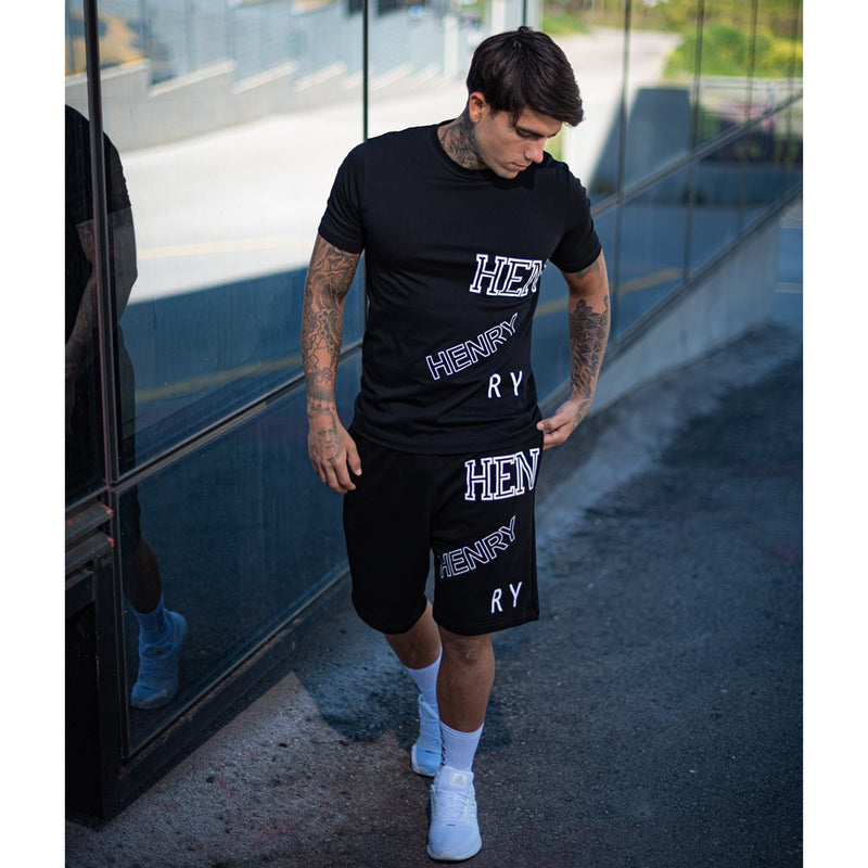 Henry clothing - 6-211 - black left logo shorts
