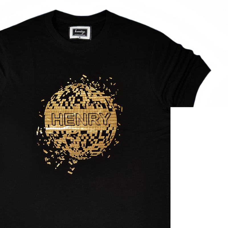 Henry clothing - 3-225 - black tee gold planet logo