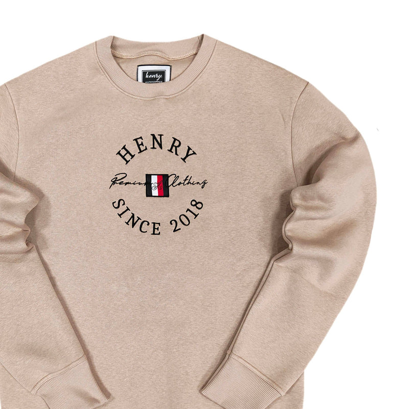 Henry clothing - 3-300 - beige sweatshirt black emblem