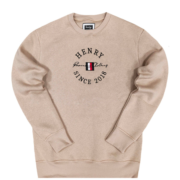 Henry clothing - 3-300 - beige sweatshirt black emblem