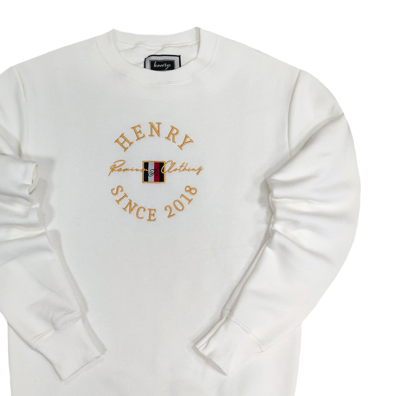 Henry clothing - 3-300 - ecru sweatshirt gold emblem