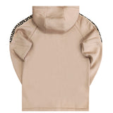 Henry clothing - 3-304 - beige gold taped zip through hoodie