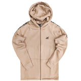 Henry clothing - 3-304 - beige gold taped zip through hoodie