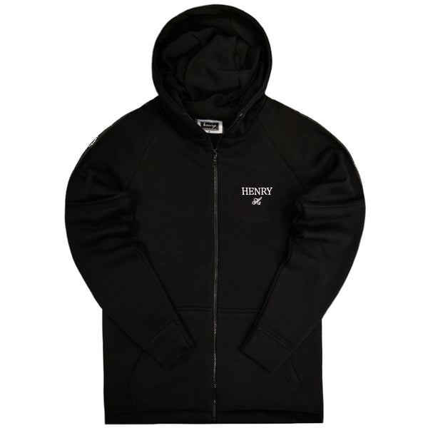 Henry clothing - 3-311 - black taped zip through hoodie