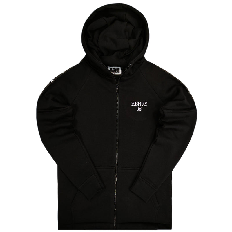 Henry clothing - 3-311 - black taped zip through hoodie