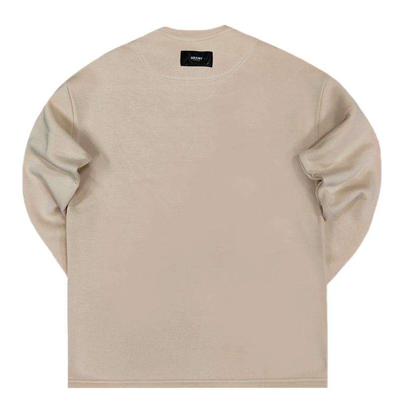 Henry clothing - 3-312 - beige sweatshirt simple logo
