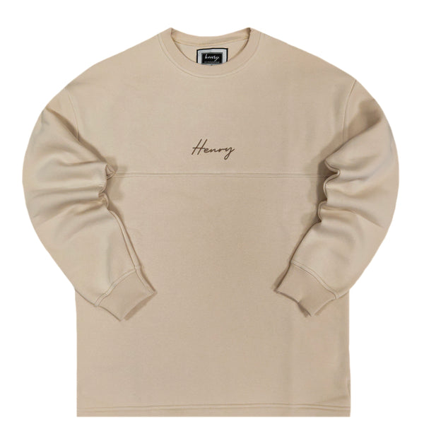 Henry clothing - 3-312 - beige sweatshirt simple logo