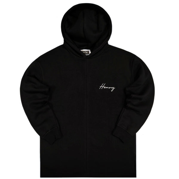 Henry clothing - 3-313 - calligraphy hoodie - black