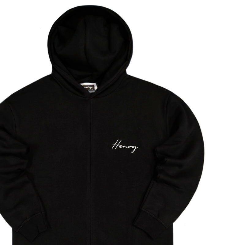 Henry clothing - 3-313 - calligraphy hoodie - black