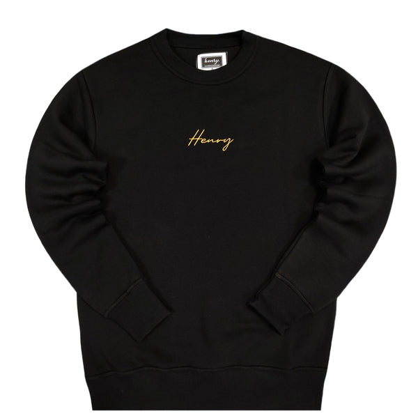 Henry clothing - 3-323 - black sweatshirt gold small emblem