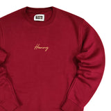 Henry clothing - 3-323 - burgundy sweatshirt gold small emblem