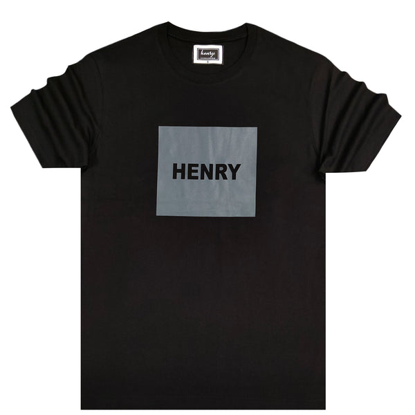 Ανδρική κοντομάνικη μπλούζα Henry clothing - 3-423 - grey logo μαύρο