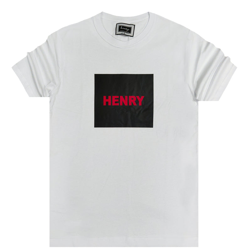 Henry clothing - 3-423 - black red logo tee - white