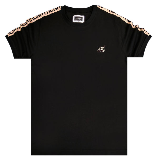 Ανδρική κοντομάνικη μπλούζα Henry clothing - 3-427 - gold taped μαύρο