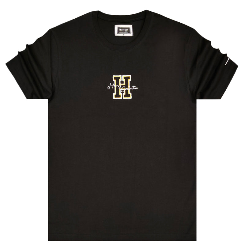 Henry clothing - 3-429 - hologram patch tee - black