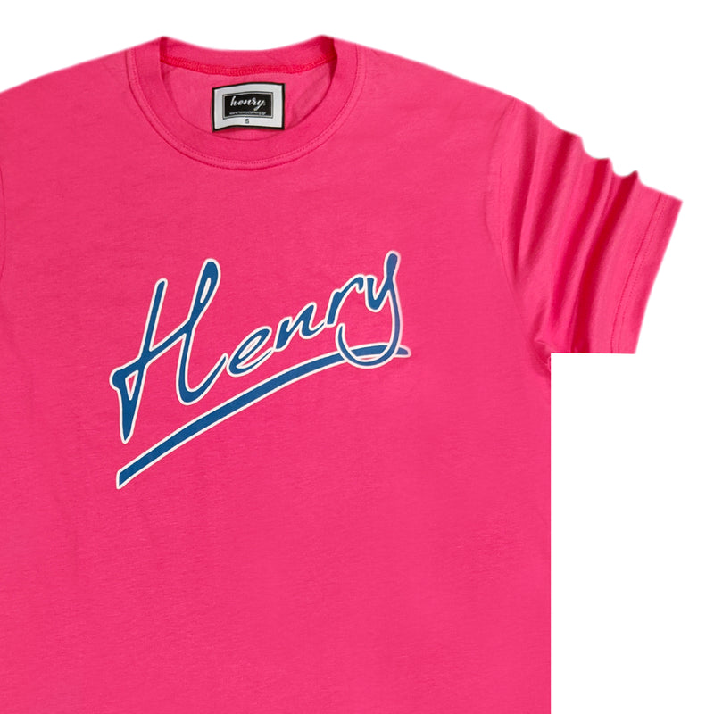 Henry clothing - 3-431 - calligraphy logo tee - coral