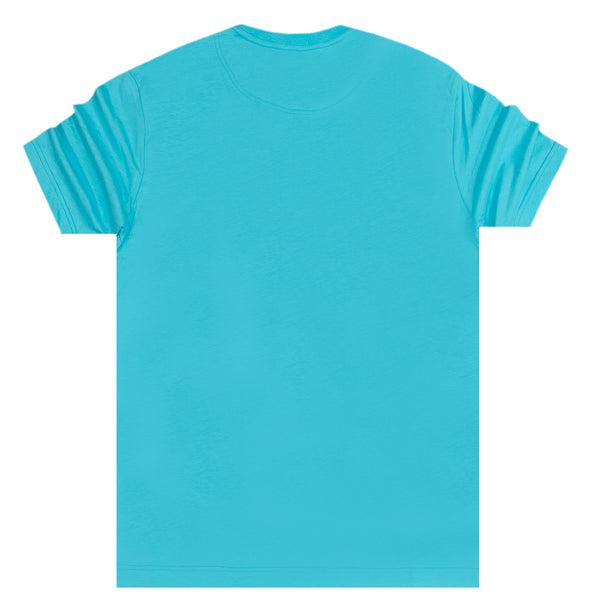 Κοντομάνικη μπλούζα Henry clothing - 3-431 - calligraphy logo γαλάζιο