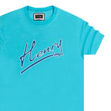 Henry clothing - 3-431 - calligraphy logo tee - teal