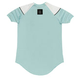 Vinyl art clothing - 32752-24 - teal t-shirt with color contrast shoulder