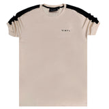 Vinyl art clothing - 34110-77 - t-shirt with logo tape - beige