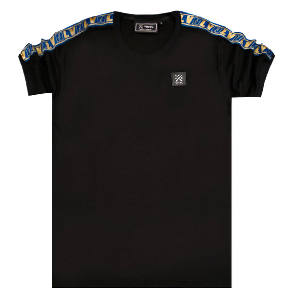 Ανδρική κοντομάνικη μπλούζα Vinyl art clothing - 35434-17 - t-shirt with logo tape μαύρο