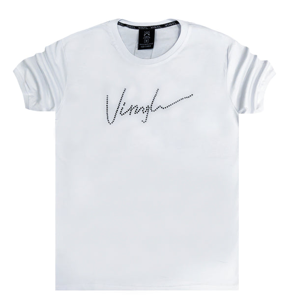 Ανδρική κοντομάνικη μπλούζα Vinyl art clothing - 43867-02 - vinyl signature logo λευκό