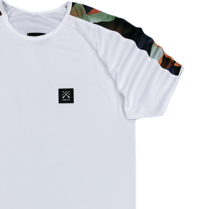 Vinyl art clothing - 53700-02-W - white floral stripe t-shirt