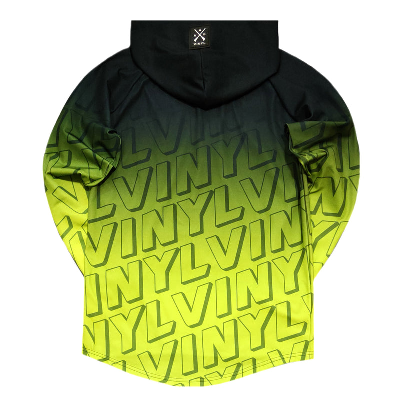 Vinyl art clothing all over printed hoodie with half zip - yellow