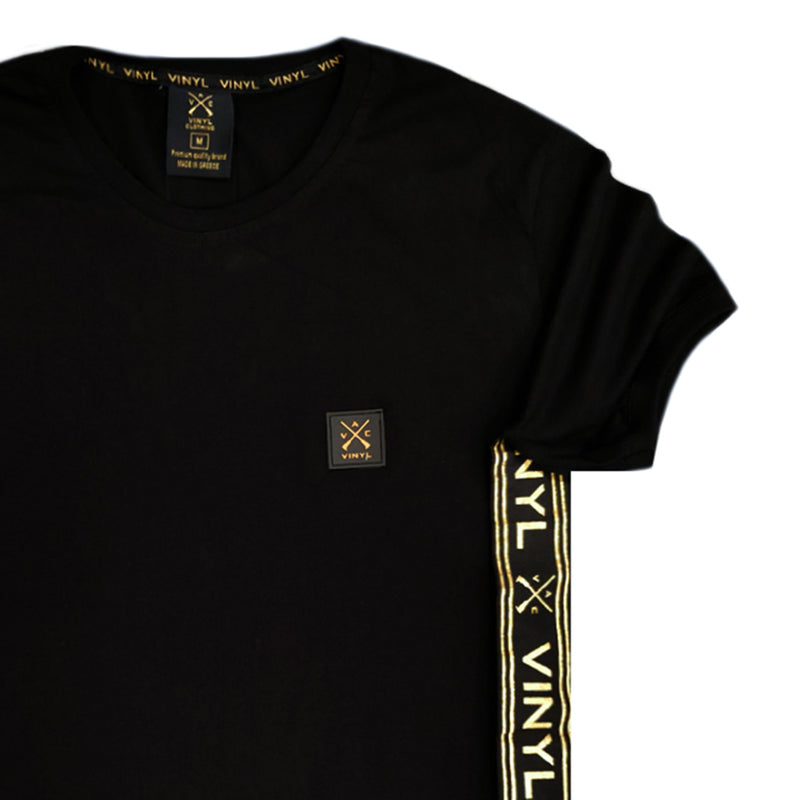 Vinyl art clothing - 54854_01-W - black gold tape t-shirt