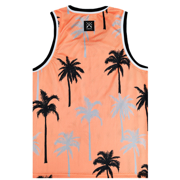 Vinyl art clothing - 57483-27 - tropical print sleeveles tee - orange