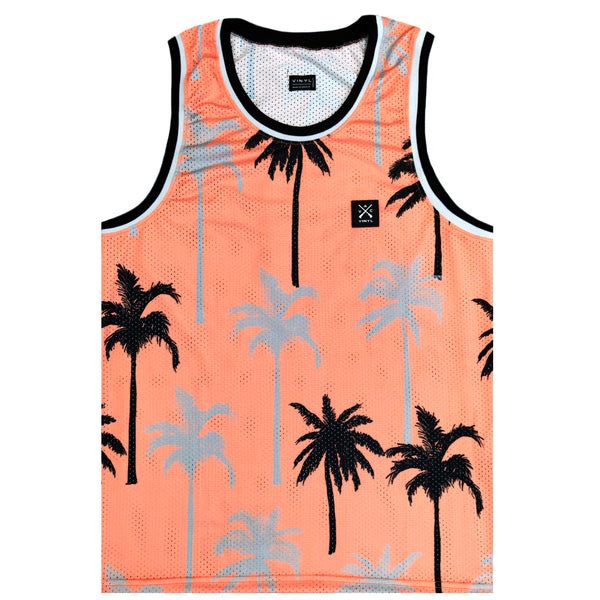 Vinyl art clothing - 57483-27 - tropical print sleeveles tee - orange